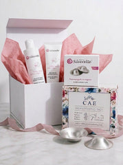 Silverette Welcome Baby Gift Set featuring silver baby keepsakes and accessories in a neatly arranged gift box.